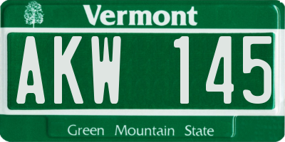 VT license plate AKW145