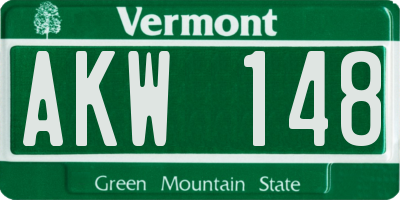 VT license plate AKW148