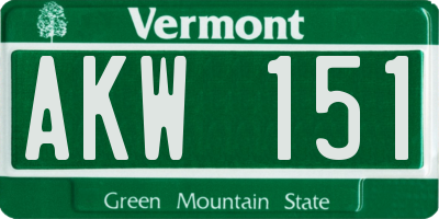 VT license plate AKW151