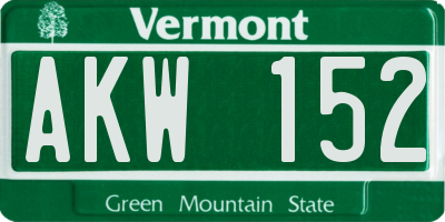 VT license plate AKW152