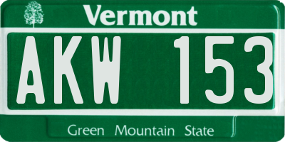 VT license plate AKW153