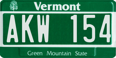 VT license plate AKW154
