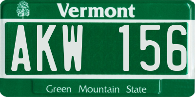 VT license plate AKW156