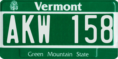 VT license plate AKW158