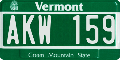 VT license plate AKW159