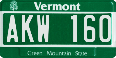 VT license plate AKW160