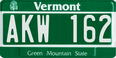 VT license plate AKW162