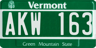 VT license plate AKW163