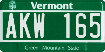 VT license plate AKW165