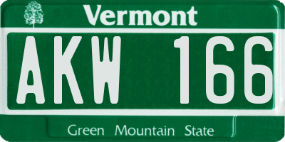 VT license plate AKW166