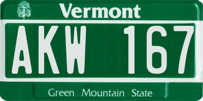 VT license plate AKW167