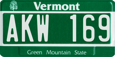 VT license plate AKW169