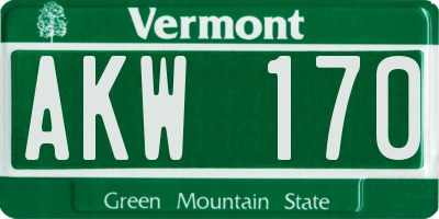 VT license plate AKW170