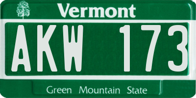 VT license plate AKW173