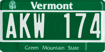 VT license plate AKW174