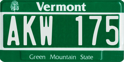 VT license plate AKW175