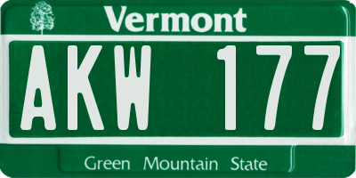 VT license plate AKW177