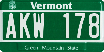 VT license plate AKW178