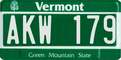 VT license plate AKW179