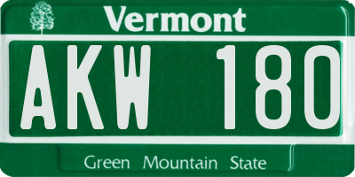 VT license plate AKW180