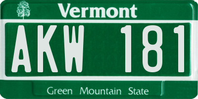 VT license plate AKW181