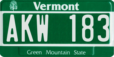 VT license plate AKW183