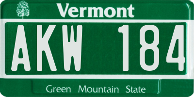 VT license plate AKW184