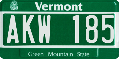 VT license plate AKW185