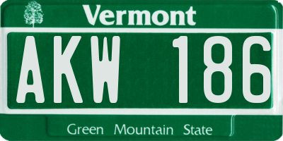 VT license plate AKW186