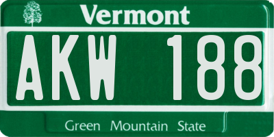 VT license plate AKW188
