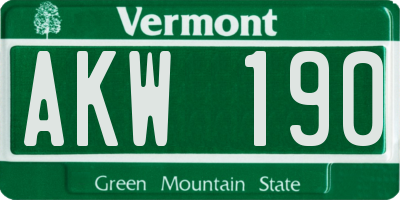 VT license plate AKW190