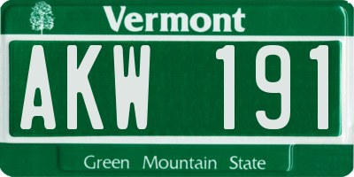 VT license plate AKW191
