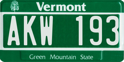 VT license plate AKW193