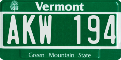 VT license plate AKW194