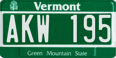 VT license plate AKW195