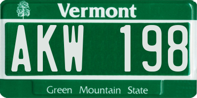 VT license plate AKW198