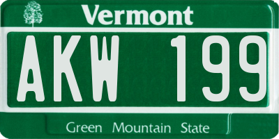 VT license plate AKW199