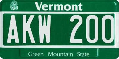 VT license plate AKW200