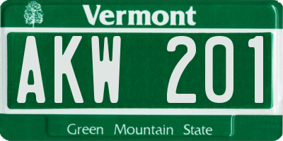 VT license plate AKW201