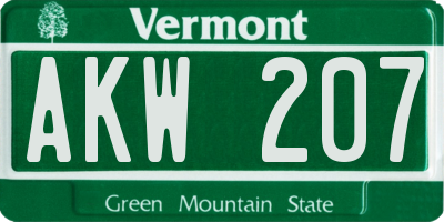 VT license plate AKW207