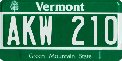 VT license plate AKW210