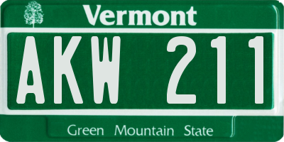 VT license plate AKW211