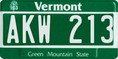 VT license plate AKW213