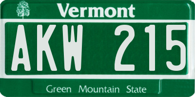 VT license plate AKW215
