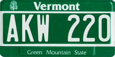 VT license plate AKW220