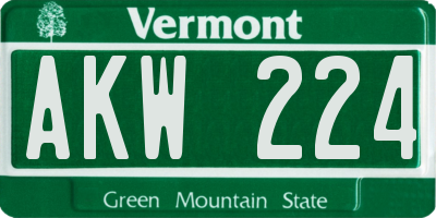 VT license plate AKW224
