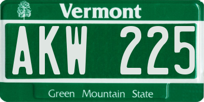VT license plate AKW225