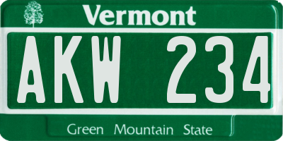 VT license plate AKW234