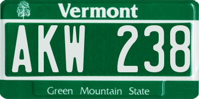 VT license plate AKW238