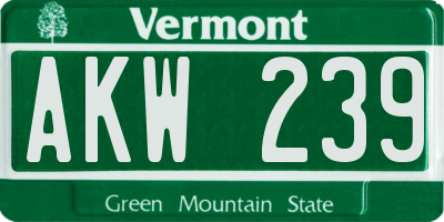 VT license plate AKW239